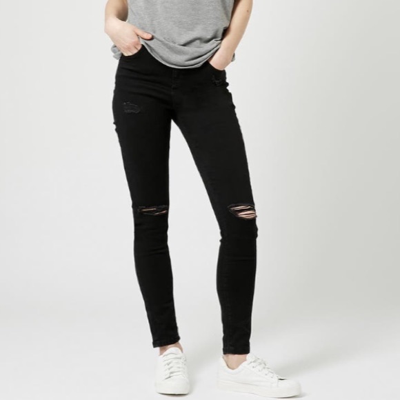 Topshop Denim - TOPSHOP Jamie high waisted black jeans